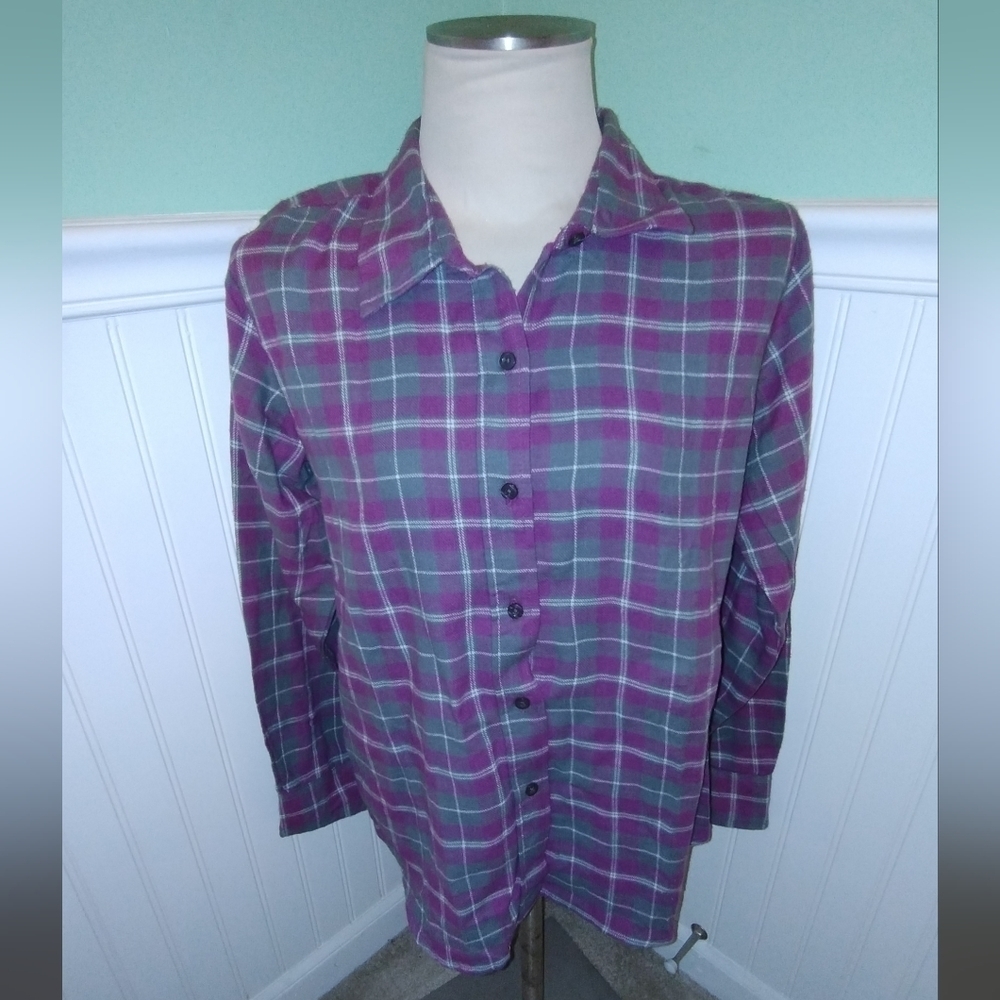 Woman's magenta and grey flannel